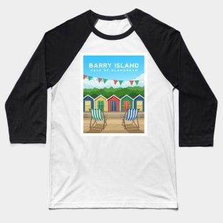 Barry Island Beach Huts, South Wales Baseball T-Shirt